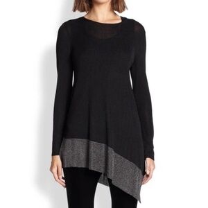 EILEEN FISHER Asymmetrical Metallic Knit Tunic Sweater Top NWT S